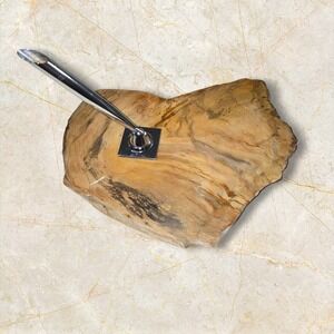 Vintage Desk Fountain Chrome Pen Holder with Polished Stone Base Stand Office